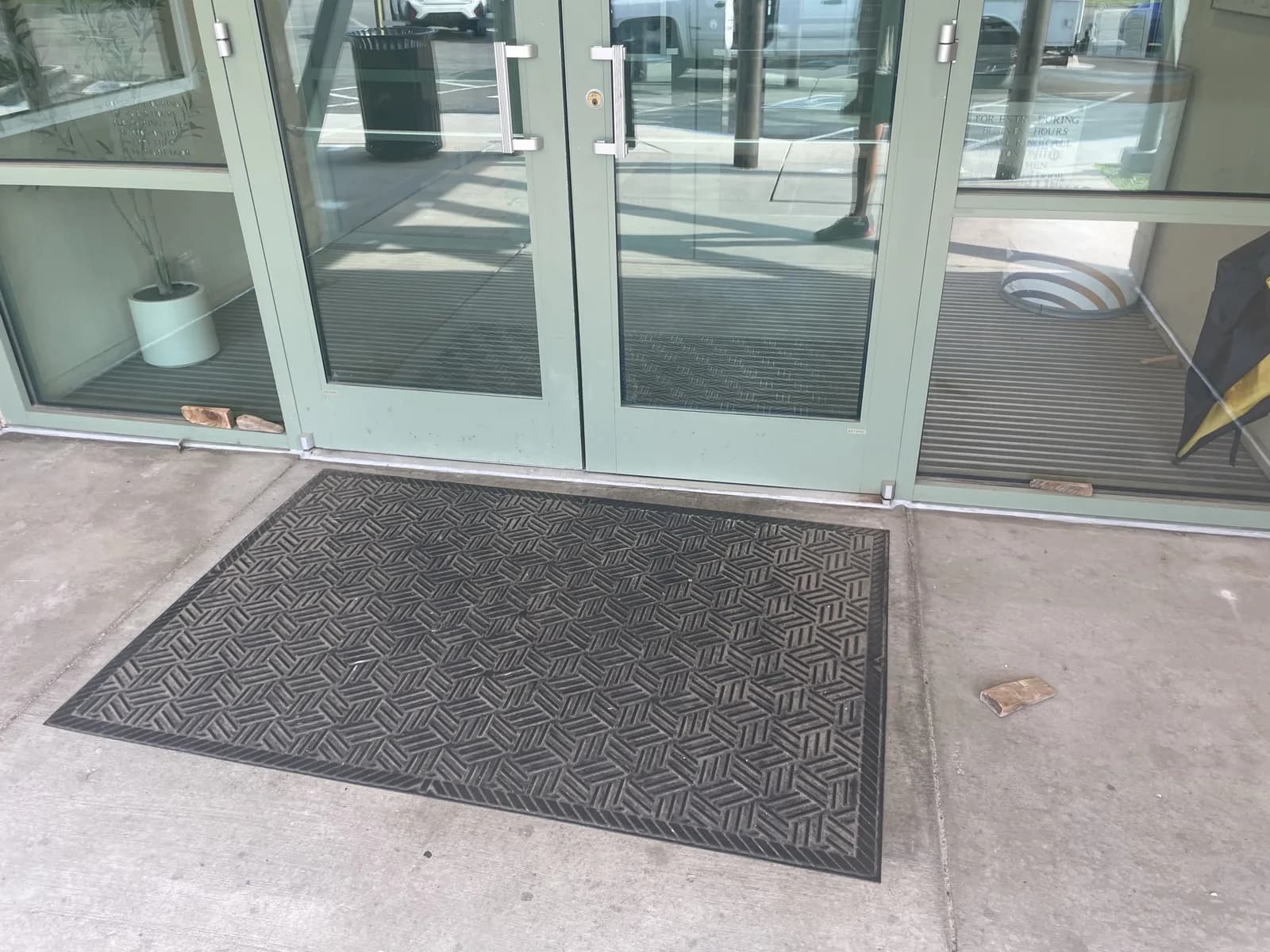 Repaired concrete at a commercial building entrance