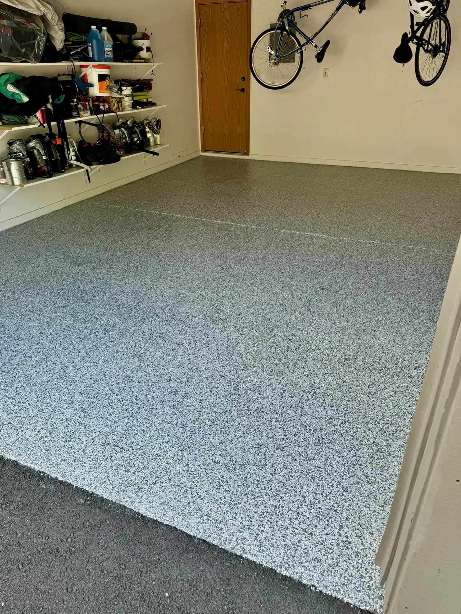 Finished epoxy flake garage floor in the Denver metro