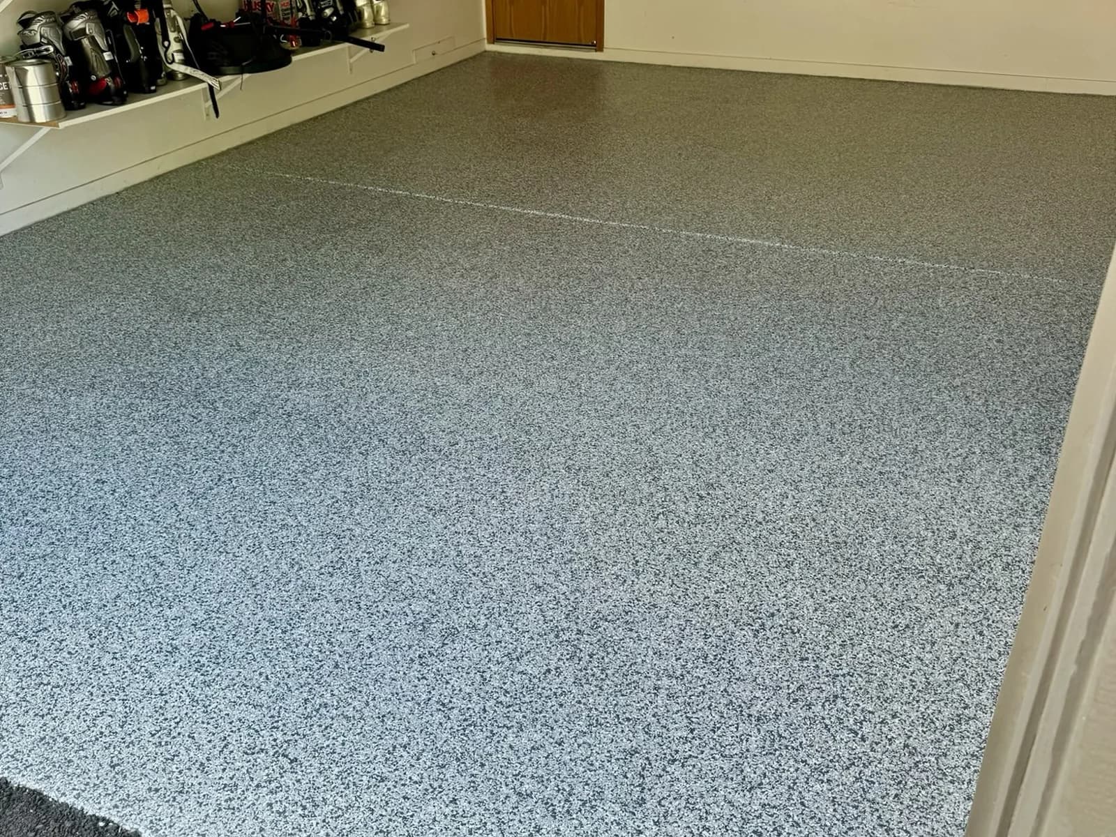 Finished epoxy flake garage floor coating in Denver metro